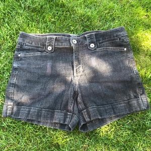 Distressed Black Jean Shorts